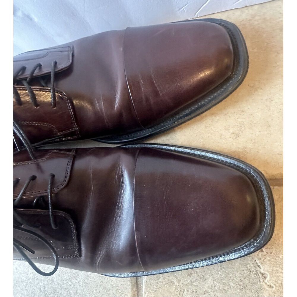 JOHNSTON & MURPHY MENS BROWN ALL LEATHER CAP TOE DRESS SHOE, SIZE‎ 10.5M - Picture 4 of 12